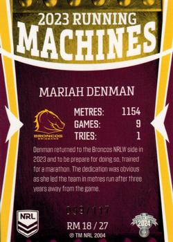 2024 NRL Traders Titanium - Running Machines #RM18 Mariah Denman Back